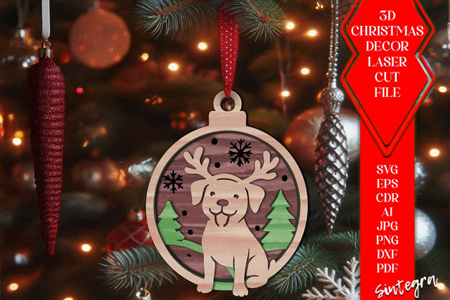 3D Dog Christmas Tree Baubles laser SVG – Laser Cut Files v3 SVG Sintegra 