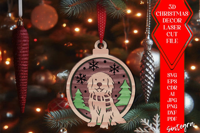 3D Dog Christmas Tree Baubles laser SVG – Laser Cut Files v4 SVG Sintegra 