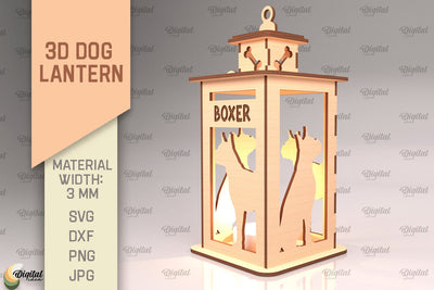 3D Dog Lantern SVG. Laser Cut Lamp. Boxer SVG SVG Evgenyia Guschina 