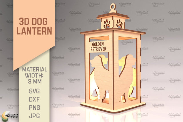 3D Dog Lantern SVG. Laser Cut Lamp. Golden Retriever SVG SVG Evgenyia Guschina 