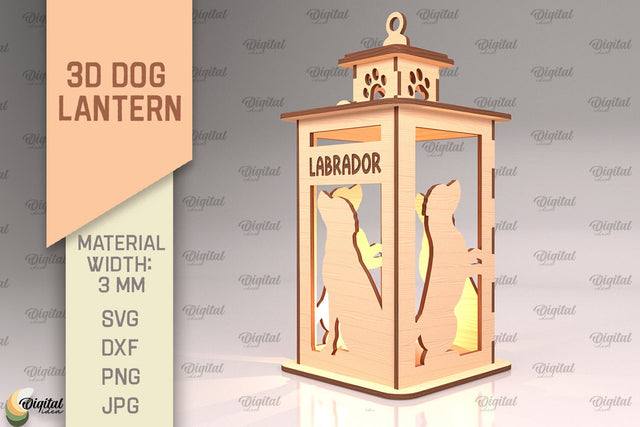3D Dog Lantern SVG. Laser Cut Lamp. Labrador SVG SVG Evgenyia Guschina 