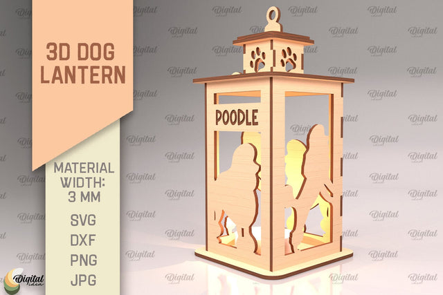 3D Dog Lantern SVG. Laser Cut Lamp. Poodle SVG SVG Evgenyia Guschina 