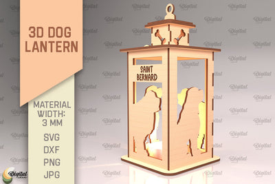 3D Dog Lantern SVG. Laser Cut Lamp. Saint Bernard SVG SVG Evgenyia Guschina 