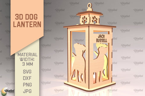 3D Dog Lanterns SVG Bundle. Laser Cut Lamps SVG Evgenyia Guschina 
