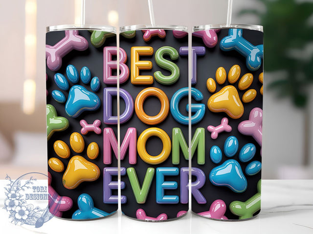 3D Dog Mom 20oz Tumbler, 3D Effect, Inflated Design, Pet Lover, Best Mom, 20oz Sublimation, PNG Design Sublimation ToriDesigns 