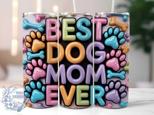 3D Dog Mom 20oz Tumbler, 3D Effect, Inflated Design, Pet Lover, Best Mom, 20oz Sublimation, PNG Design Sublimation ToriDesigns 