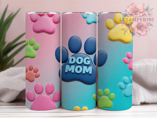 3D Dog Mom Paw Print Tumbler, 3D Dog Mom Wrap, Paw Print Tumbler, 20oz Dog Lover Design, Dog Mom Sublimation, Pet Lover Tumbler, Animal Paw Tumbler Sublimation Li Zamperini 