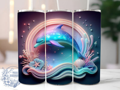 3D Dolphin Ocean Marine Life Tumbler Wrap, 20oz Tumbler Sublimation, Underwater Marine Design, Realistic Sea Life Art, Blue Ocean Aesthetic, Aquatic Wildlife Tumbler Sublimation ToriDesigns 