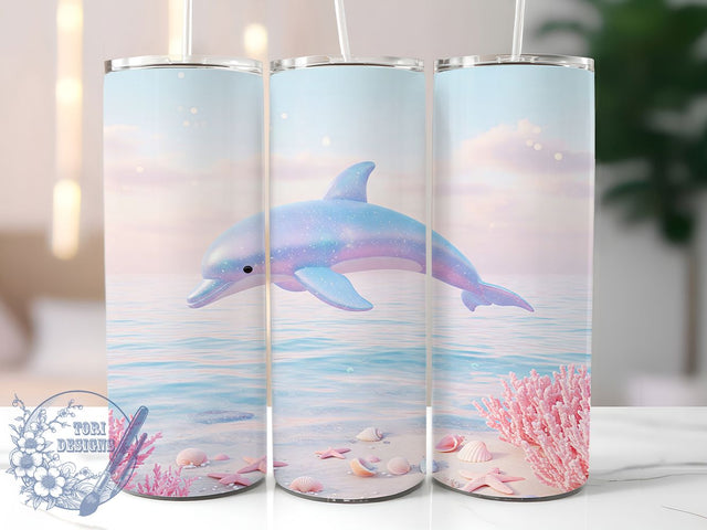 3D Dolphin Ocean Marine Life Tumbler Wrap, 20oz Tumbler Sublimation, Underwater Marine Design, Realistic Sea Life Art, Blue Ocean Aesthetic, Aquatic Wildlife Tumbler Sublimation ToriDesigns 
