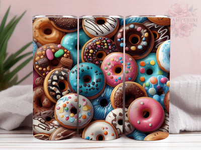 3D Donuts 20oz Tumbler Wrap PNG, Colourful Pastel Tumber Png, Straight & Tapered Tumbler Wrap, Instant Digital Download Sublimation Li Zamperini 