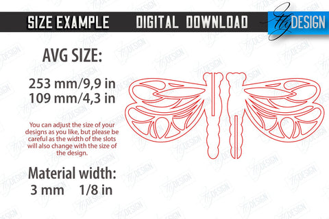 3D Dragonfly Laser Cut Bundle | Summer Design | Decorative Dragonfly | CNC Files SVG Fly Design 