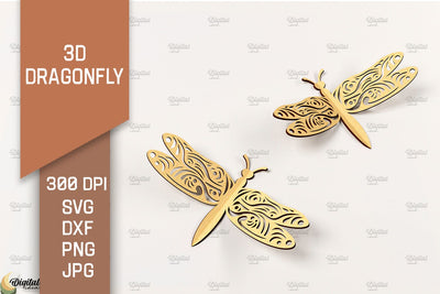 3D Dragonfly Laser Cut. Dragonfly SVG Design SVG Evgenyia Guschina 