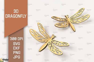 3D Dragonfly Laser Cut. Dragonfly SVG Design SVG Evgenyia Guschina 