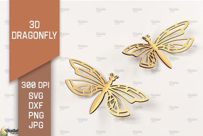 3D Dragonfly Laser Cut. Dragonfly SVG Design SVG Evgenyia Guschina 