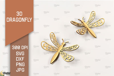 3D Dragonfly Laser Cut. Dragonfly SVG Design SVG Evgenyia Guschina 