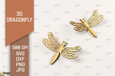 3D Dragonfly Laser Cut. Dragonfly SVG Design SVG Evgenyia Guschina 