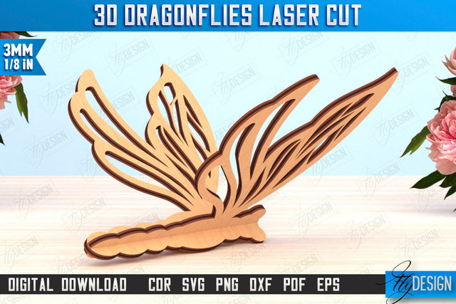 3D Dragonfly Laser Cut | Summer Design | Decorative Dragonfly | CNC File SVG Fly Design 