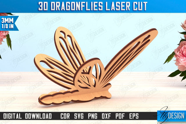 3D Dragonfly Laser Cut | Summer Design | Decorative Dragonfly | CNC File SVG Fly Design 