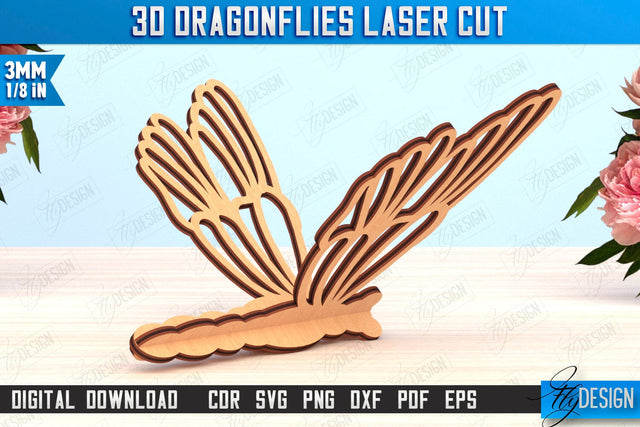 3D Dragonfly Laser Cut | Summer Design | Decorative Wooden Dragonfly | 3D Design | CNC File SVG Fly Design 