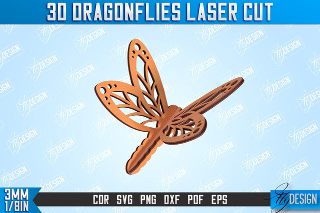3D Dragonfly | Summer Design | Decorative Dragonfly | CNC File SVG Fly Design 