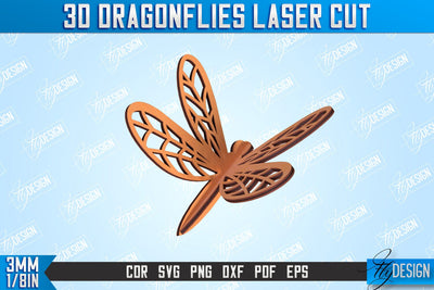 3D Dragonfly | Summer Design | Decorative Dragonfly | CNC File SVG Fly Design 