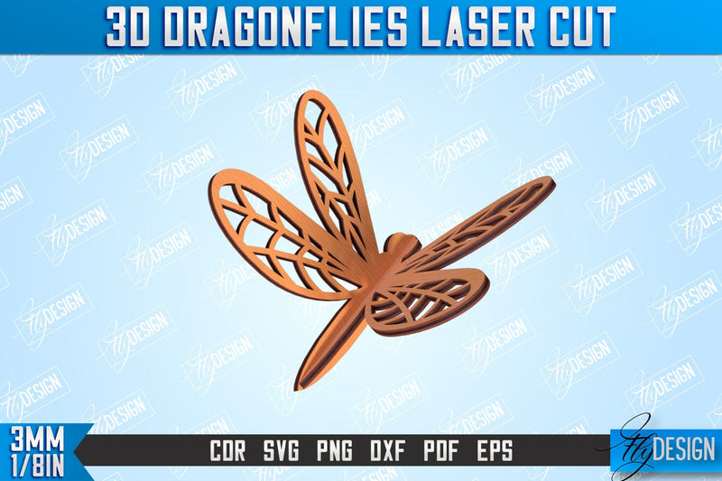 3D Dragonfly | Summer Design | Decorative Dragonfly | CNC File SVG Fly Design 