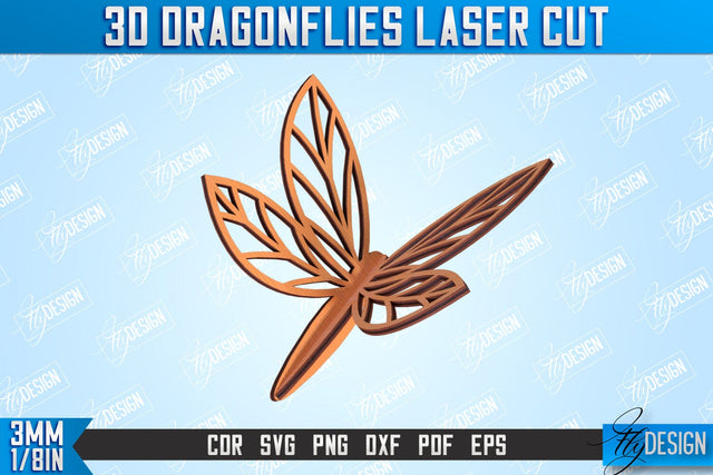 3D Dragonfly | Summer Design | Decorative Dragonfly | CNC File SVG Fly Design 