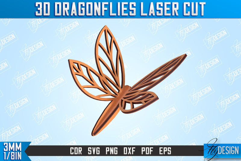 3D Dragonfly | Summer Design | Decorative Dragonfly | CNC File SVG Fly Design 