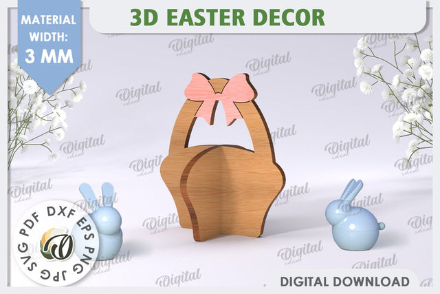 3D Easter Basket Laser Cut. Home Decor. Cute Easter SVG SVG Evgenyia Guschina 