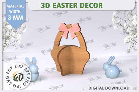 3D Easter Basket Laser Cut. Home Decor. Cute Easter SVG SVG Evgenyia Guschina 