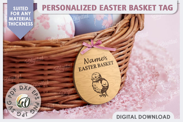 3D Easter Basket Tag Laser Cut. 3D Easter Egg SVG SVG Evgenyia Guschina 