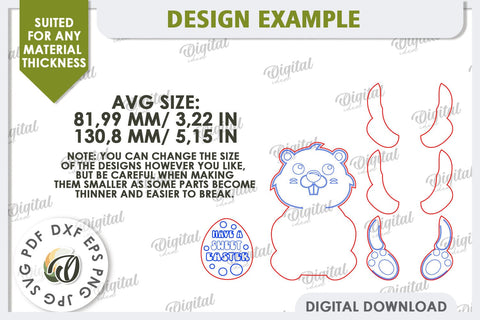 3D Easter Beaver Laser Cut. Easter Decor. Cute Easter SVG SVG Evgenyia Guschina 