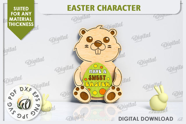3D Easter Beaver Laser Cut. Easter Decor. Cute Easter SVG SVG Evgenyia Guschina 