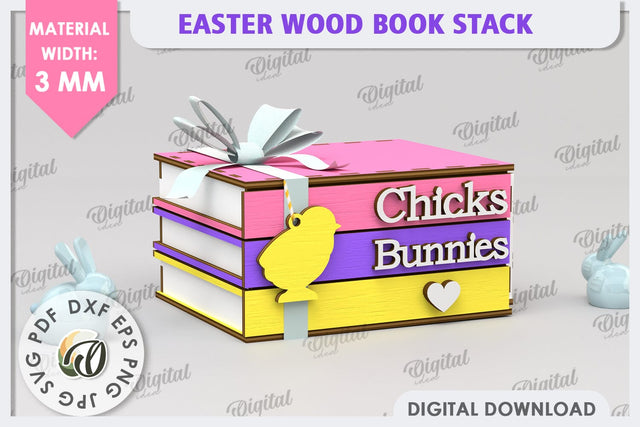 3D Easter Box Laser Cut. Easter Stacked Books SVG SVG Evgenyia Guschina 