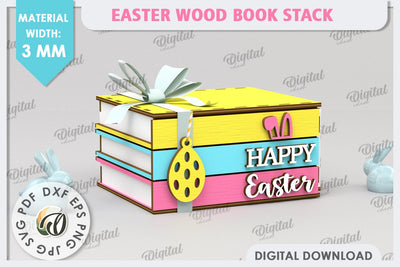 3D Easter Box Laser Cut. Easter Stacked Books SVG SVG Evgenyia Guschina 