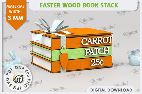 3D Easter Box Laser Cut. Easter Stacked Books SVG SVG Evgenyia Guschina 