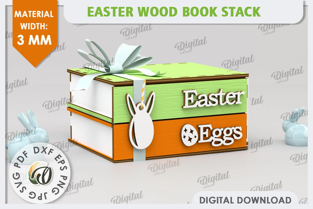 3D Easter Box Laser Cut. Easter Stacked Books SVG SVG Evgenyia Guschina 