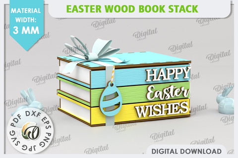 3D Easter Box Laser Cut. Easter Stacked Books SVG SVG Evgenyia Guschina 