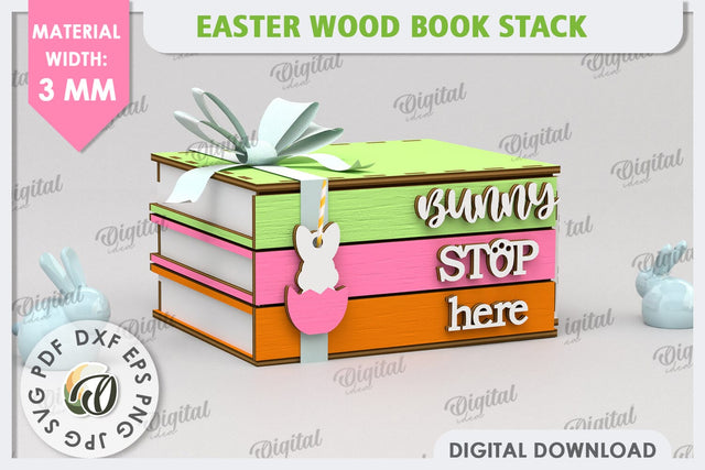 3D Easter Box Laser Cut. Easter Stacked Books SVG SVG Evgenyia Guschina 