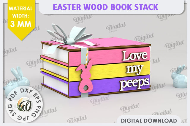 3D Easter Box Laser Cut. Easter Stacked Books SVG SVG Evgenyia Guschina 