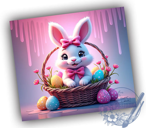 3D Easter Bunny Flowers, 20oz Tumbler, Sublimation Design, Spring Decor, Easter Gift, Floral Drinkware Sublimation ToriDesigns 