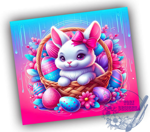 3D Easter Bunny Flowers, 20oz Tumbler, Sublimation Design, Spring Decor, Easter Gift, Floral Drinkware Sublimation ToriDesigns 