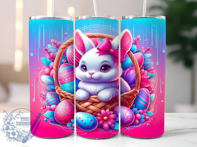 3D Easter Bunny Flowers, 20oz Tumbler, Sublimation Design, Spring Decor, Easter Gift, Floral Drinkware Sublimation ToriDesigns 