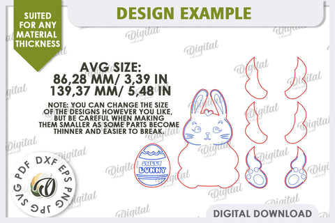3D Easter Bunny Laser Cut. Easter Decor. Cute Easter SVG SVG Evgenyia Guschina 
