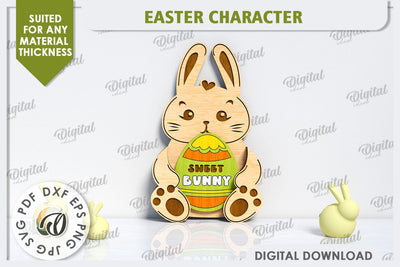 3D Easter Bunny Laser Cut. Easter Decor. Cute Easter SVG SVG Evgenyia Guschina 