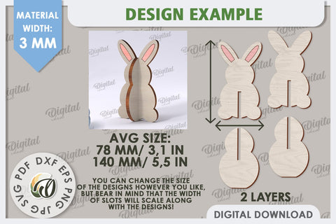 3D Easter Bunny Laser Cut. Home Decor. Cute Easter SVG SVG Evgenyia Guschina 