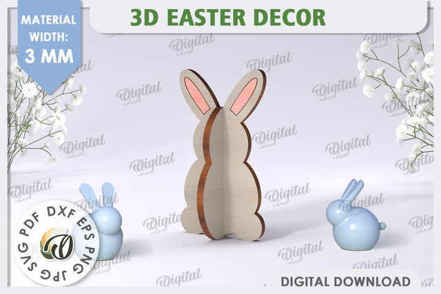 3D Easter Bunny Laser Cut. Home Decor. Cute Easter SVG SVG Evgenyia Guschina 