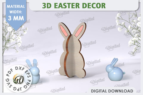 3D Easter Bunny Laser Cut. Home Decor. Cute Easter SVG SVG Evgenyia Guschina 
