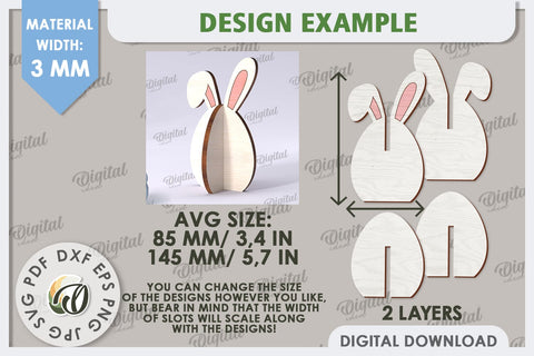 3D Easter Bunny Laser Cut. Home Decor. Cute Easter SVG SVG Evgenyia Guschina 