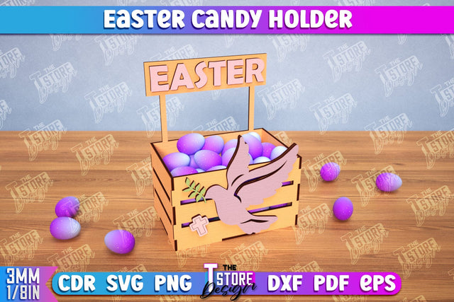 3d Easter Candy Box Lasercut, Candy Treat Box Design, Candy Holder SVG The T Store Design 